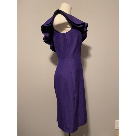 J. Crew Purple Silk Blend One Shoulder Dress With Ruffle, Size 2T, NWT! - Picture 4 of 11